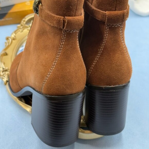 🆕 KURT GEIGER LONDON 🧿 NIB Shoreditch Block Ankle Boot, Tan Suede Sz39 US 8.5 - Picture 12 of 16